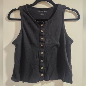 American Eagle Outfitters Black Button-Up Tank Top
